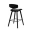 Armen Living Fox 25.5" Counter Height Black Faux Leather and Black Wood Mid-Century Modern Bar Stool LCFOBABLBL26 - alternate 3